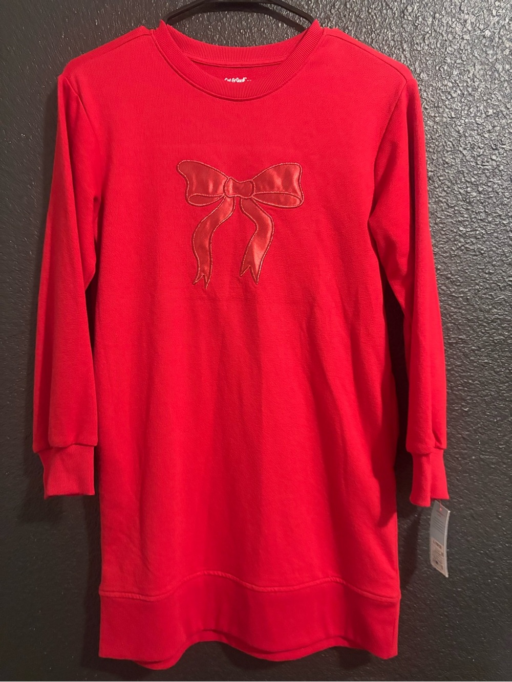 Cat & Jack Red Long Sleeve Bow Shirt Dress